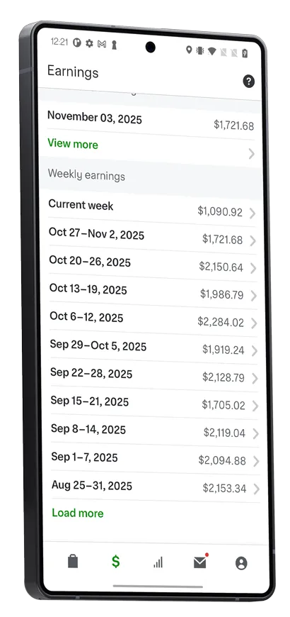 Screenshot of a Batch Grab user’s past ten weeks of earnings demonstrating increased income